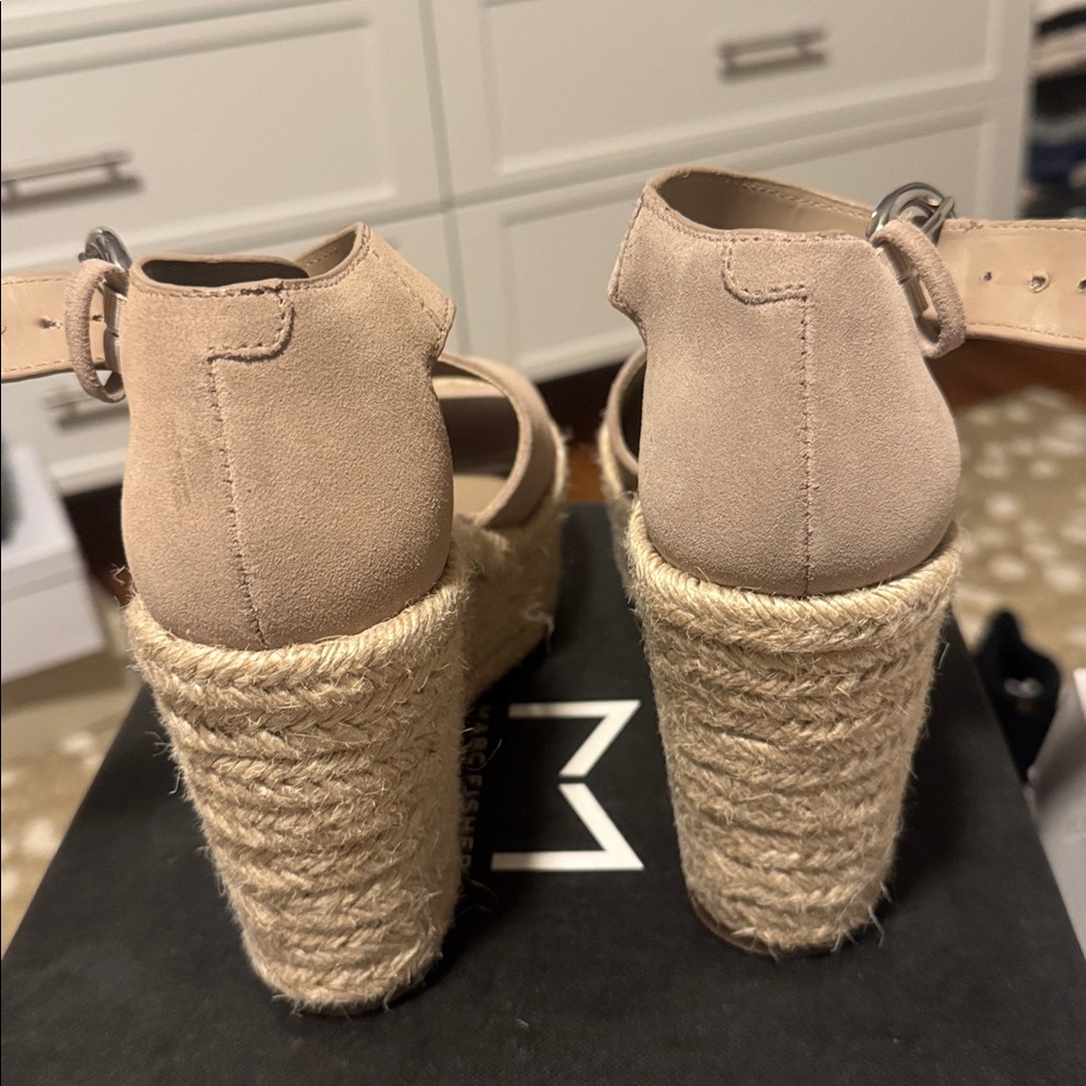 Marc Fisher Light Tan Wedge Sandals - Picture 4 of 8